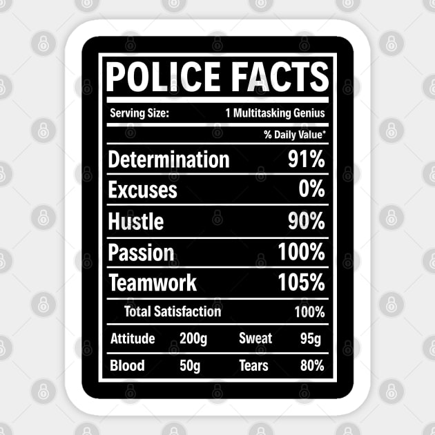 Police Facts Proud Police T Shirts For Police Gift For Police Family Sticker by Murder By Text